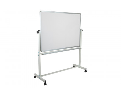 BLNK HERCULES Series Reversible Mobile Cork Bulletin Board and White Board with Pen Tray - 53"W x 62.5"H