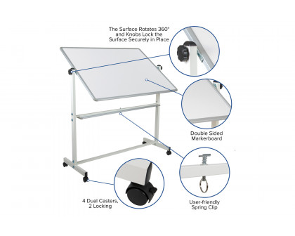 BLNK HERCULES Series Double-Sided Mobile White Board with Pen Tray - 53"W x 62.5"H