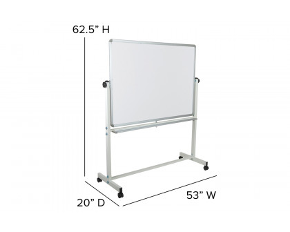 BLNK HERCULES Series Double-Sided Mobile White Board with Pen Tray - 53"W x 62.5"H