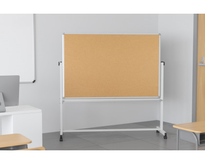 BLNK HERCULES Series Reversible Mobile Cork Bulletin Board and White Board with Pen Tray