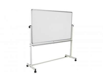 BLNK HERCULES Series Reversible Mobile Cork Bulletin Board and White Board with Pen Tray - 64.25"W x 64.75"H