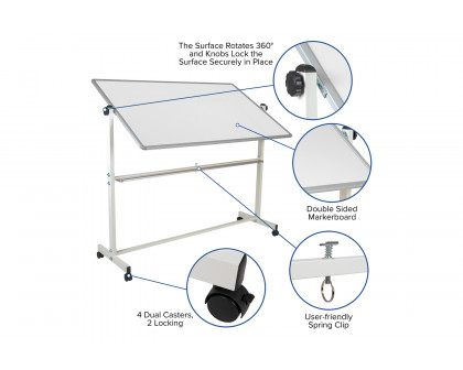 BLNK HERCULES Series Double-Sided Mobile White Board with Pen Tray - 64.25"W x 64.75"H