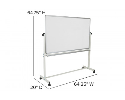 BLNK HERCULES Series Double-Sided Mobile White Board with Pen Tray - 64.25"W x 64.75"H