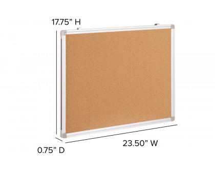 BLNK HERCULES Series Natural Cork Board with Aluminum Frame - 23.5"W x 17.75"H