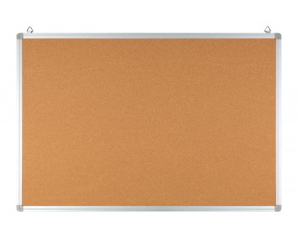 BLNK HERCULES Series Natural Cork Board with Aluminum Frame - 35.5"W x 23.5"H