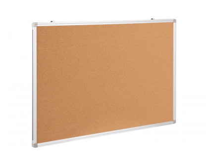 BLNK HERCULES Series Natural Cork Board with Aluminum Frame - 35.5"W x 23.5"H