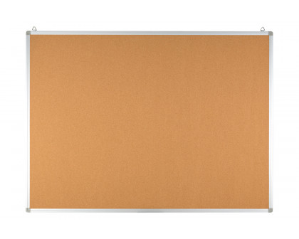 BLNK HERCULES Series Natural Cork Board with Aluminum Frame - 47.25"W x 35.5"H