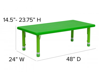 BLNK Wren Rectangular Plastic Height Adjustable Activity Table - Green