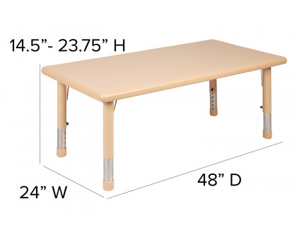 BLNK Wren Rectangular Plastic Height Adjustable Activity Table - Natural