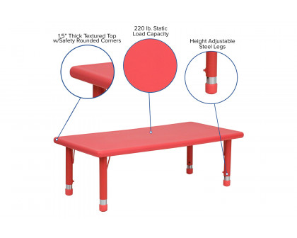 BLNK Wren Rectangular Plastic Height Adjustable Activity Table - Red