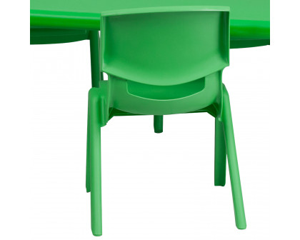 BLNK Emmy Rectangular Plastic Height Adjustable Activity Table Set - Green, 24"W x 48"L, with 6 Chairs