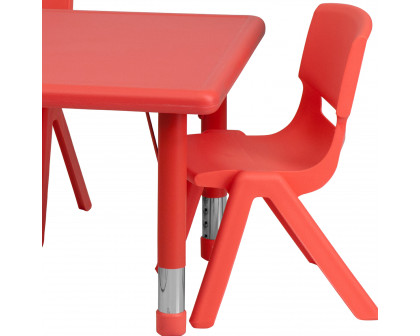 BLNK Emmy Rectangular Plastic Height Adjustable Activity Table Set - Red, 24"W x 48"L, with 4 Chairs