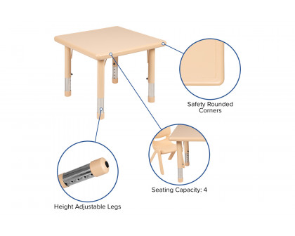 BLNK™ Wren Square Plastic Adjustable Activity Table - Natural