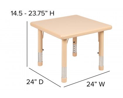 BLNK™ Wren Square Plastic Adjustable Activity Table - Natural