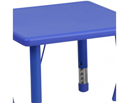 BLNK™ Emmy Square Plastic Height Adjustable Activity Table Set - Blue, 24"W, with 2 Chairs