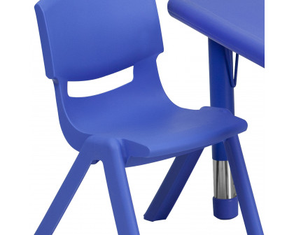 BLNK™ Emmy Square Plastic Height Adjustable Activity Table Set - Blue, 24"W, with 2 Chairs