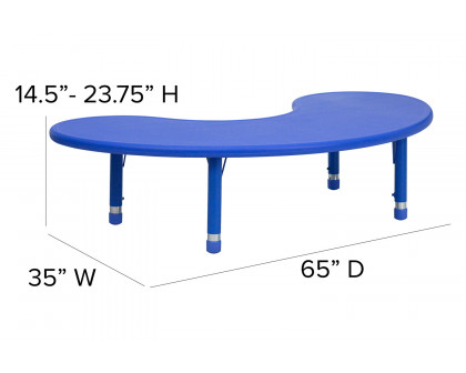 BLNK Wren Half-Moon Plastic Height Adjustable Activity Table - Blue