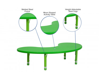 BLNK™ Wren Half-Moon Plastic Height Adjustable Activity Table - Green