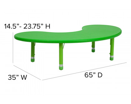 BLNK™ Wren Half-Moon Plastic Height Adjustable Activity Table - Green