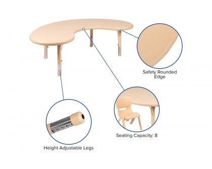 BLNK™ Wren Half-Moon Plastic Height Adjustable Activity Table - Natural