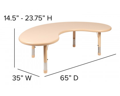 BLNK™ Wren Half-Moon Plastic Height Adjustable Activity Table - Natural