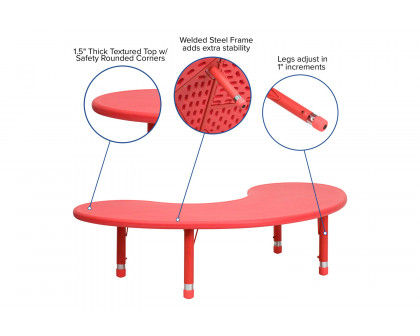 BLNK Wren Half-Moon Plastic Height Adjustable Activity Table - Red