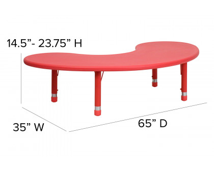 BLNK Wren Half-Moon Plastic Height Adjustable Activity Table - Red