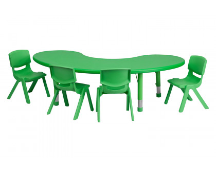 BLNK Emmy Half-Moon Plastic Height Adjustable Activity Table Set with 4 Chairs