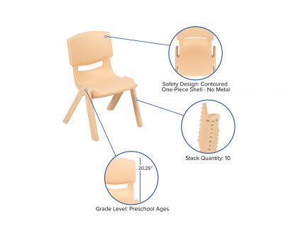 BLNK™ Emmy Round Plastic Height Adjustable Activity Table Set - Natural, 45"D, with 4 Chairs