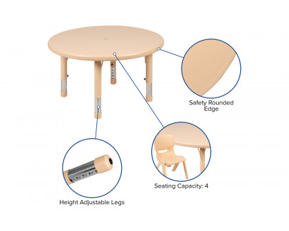 BLNK Wren Round Plastic Adjustable Activity Table - Natural, 33"D