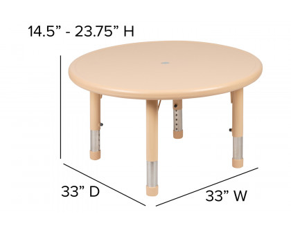 BLNK Wren Round Plastic Adjustable Activity Table - Natural, 33"D