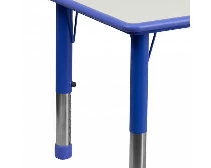 BLNK Emmy Rectangular Plastic Height Adjustable Activity Table Set - Blue, 23.625"W x 47.25"L, with 6 Chairs