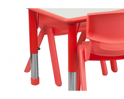 BLNK Emmy Rectangular Plastic Height Adjustable Activity Table Set - Red, 23.625"W x 47.25"L, with 6 Chairs