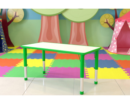 BLNK Wren Rectangular Plastic Height Adjustable Activity Table with Gray Top - Green, 23.625"W x 47.25"L