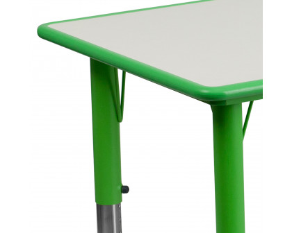 BLNK Wren Rectangular Plastic Height Adjustable Activity Table with Gray Top - Green, 23.625"W x 47.25"L