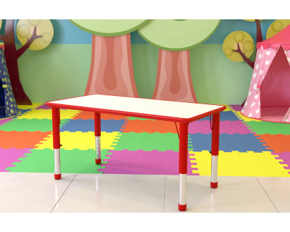 BLNK Wren Rectangular Plastic Height Adjustable Activity Table with Gray Top - Red, 23.625"W x 47.25"L