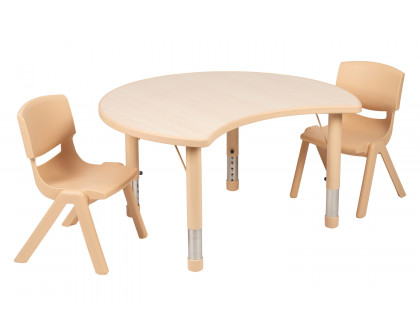 BLNK™ Emmy Crescent Natural Plastic Activity Table Set - with 2 Chairs