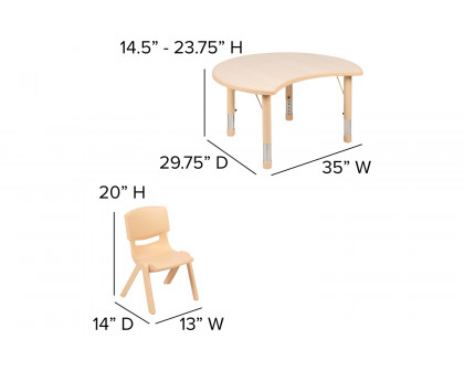 BLNK™ Emmy Crescent Natural Plastic Activity Table Set - with 2 Chairs