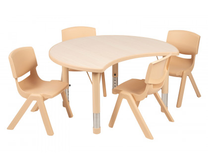 BLNK™ Emmy Crescent Natural Plastic Activity Table Set - with 4 Chairs