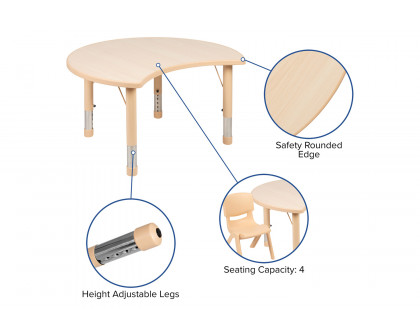 BLNK - Wren Crescent Natural Plastic Height Adjustable Activity Table