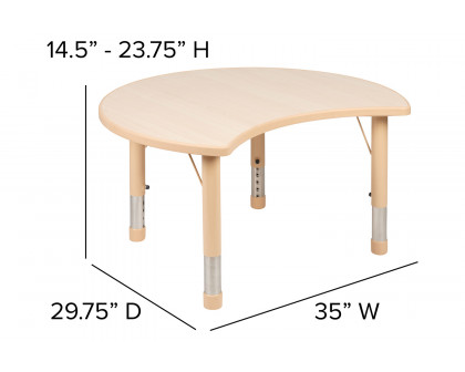 BLNK - Wren Crescent Natural Plastic Height Adjustable Activity Table