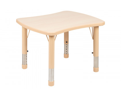 BLNK Emmy Rectangular Plastic Height Adjustable Activity Table Set - Natural, 21.875"W x 26.625"L, with 2 Chairs