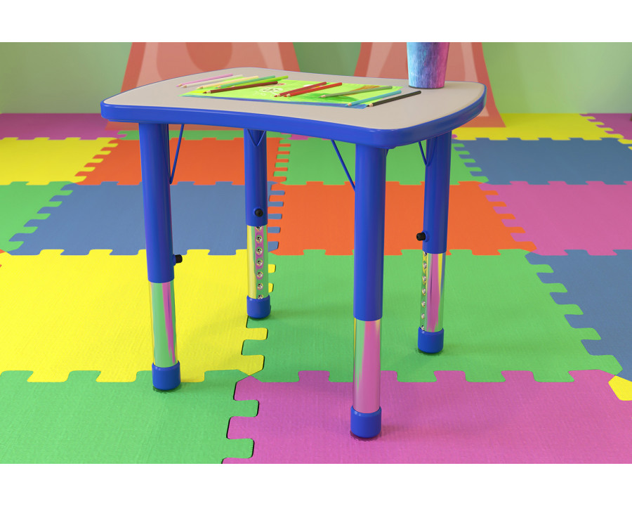 BLNK Wren Rectangular Plastic Height Adjustable Activity Table with Gray Top - Blue, 21.875"W x 26.625"L