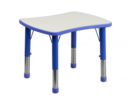 BLNK Wren Rectangular Plastic Height Adjustable Activity Table with Gray Top - Blue, 21.875"W x 26.625"L