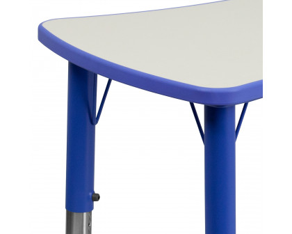 BLNK Wren Rectangular Plastic Height Adjustable Activity Table with Gray Top - Blue, 21.875"W x 26.625"L