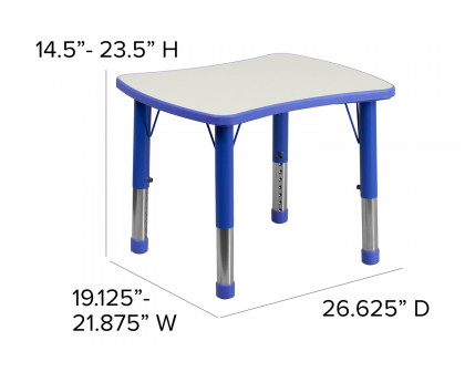 BLNK Wren Rectangular Plastic Height Adjustable Activity Table with Gray Top - Blue, 21.875"W x 26.625"L