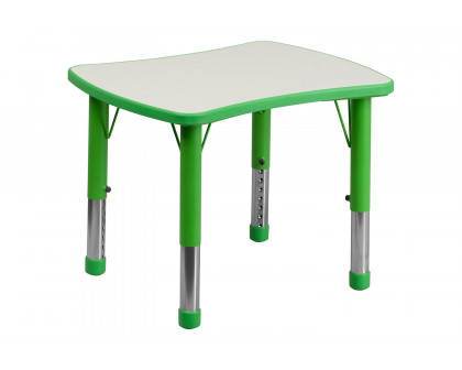 BLNK Wren Rectangular Plastic Height Adjustable Activity Table with Gray Top - Green, 21.875"W x 26.625"L