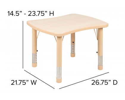 BLNK Wren Rectangular Plastic Height Adjustable Activity Table with Gray Top - Natural, 21.875"W x 26.625"L