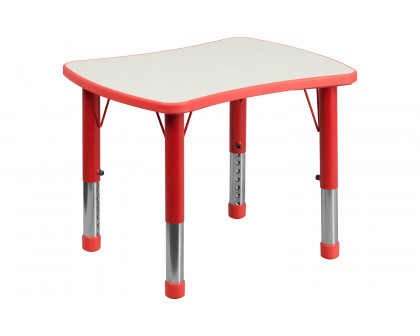 BLNK Wren Rectangular Plastic Height Adjustable Activity Table with Gray Top - Red, 21.875"W x 26.625"L