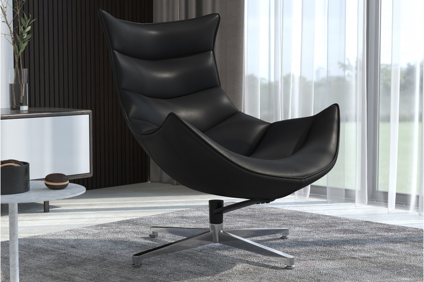 BLNK™ Pasithea LeatherSoft Swivel Cocoon Chair - Black